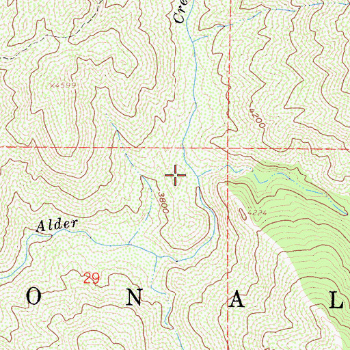 Topographic Map of East Fork Alder Creek, CA