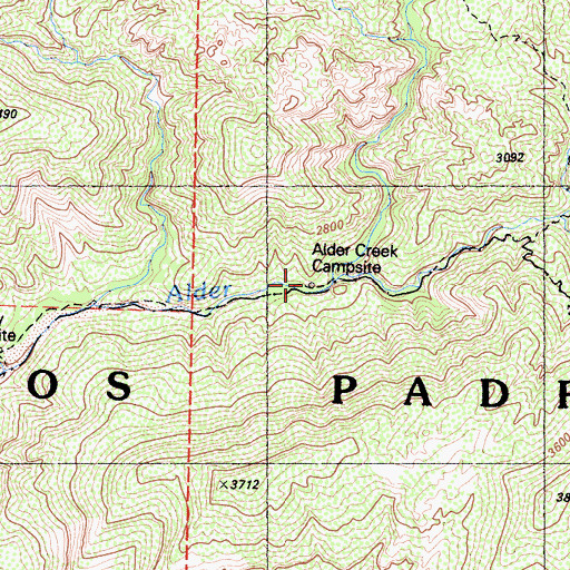 Topographic Map of East Fork Alder Creek, CA