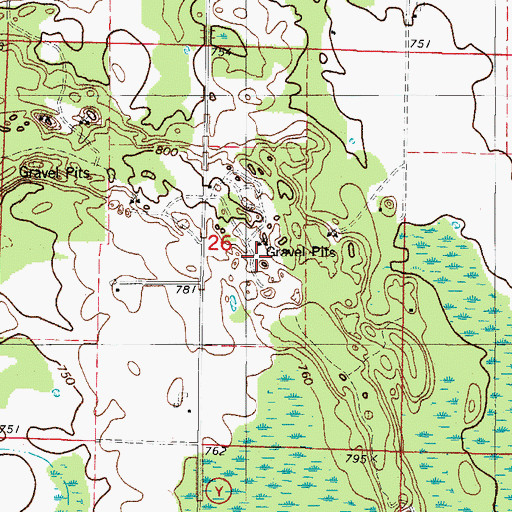 Topographic Map of Murray Sand and Gravel Pit, WI