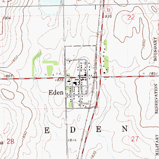 Topographic Map of Eden Post Office, SD