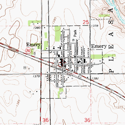 Topographic Map of Emery Post Office, SD