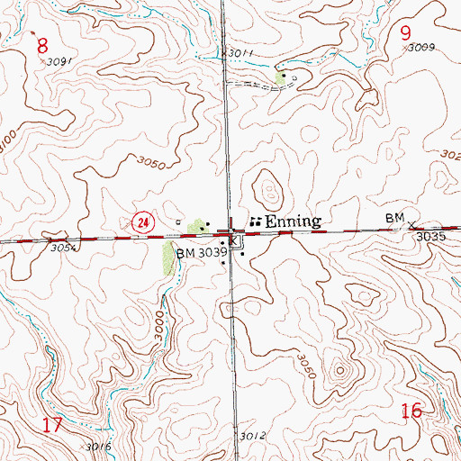 Topographic Map of Enning Post Office, SD