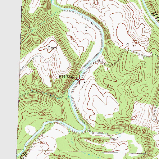 Topographic Map of Frehn Bridge, PA