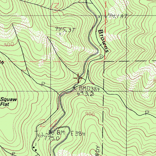 Topographic Map of East Fork Browns Creek, CA