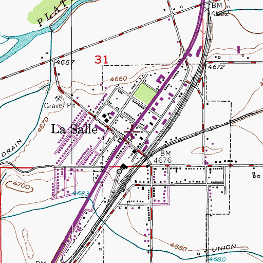 Topographic Map of LaSalle Police Department, CO