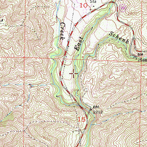 Topographic Map of East Fork City Creek, CA