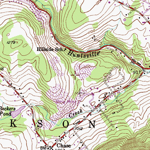 Topographic Map of Chase Quarry, PA