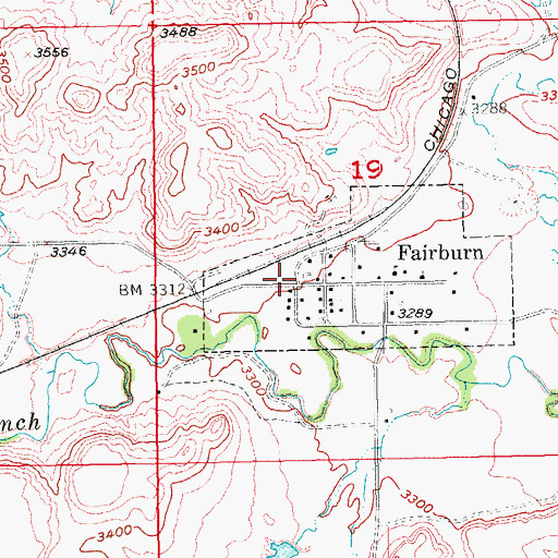 Topographic Map of Fairburn Post Office, SD