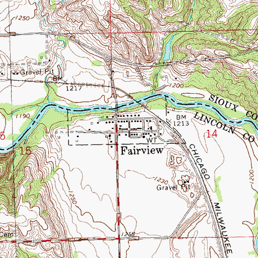 Topographic Map of Fairview Post Office, SD