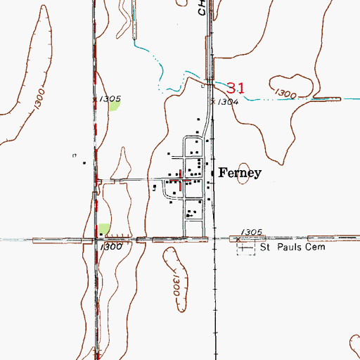 Topographic Map of Ferney Post Office (historical), SD