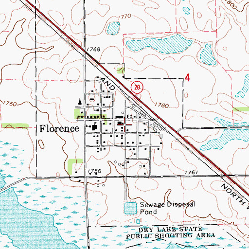 Topographic Map of Florence Post Office, SD