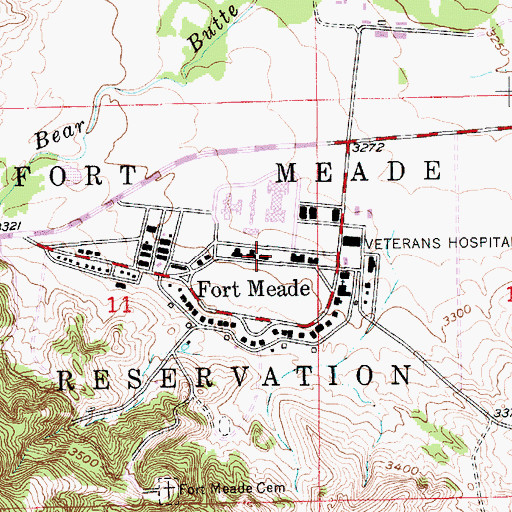 Topographic Map of Fort Meade Post Office, SD