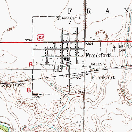 Topographic Map of Frankfort Post Office, SD