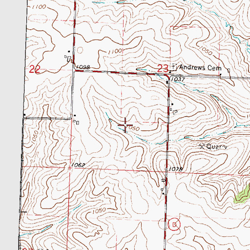 Topographic Map of Turry Farms, WI