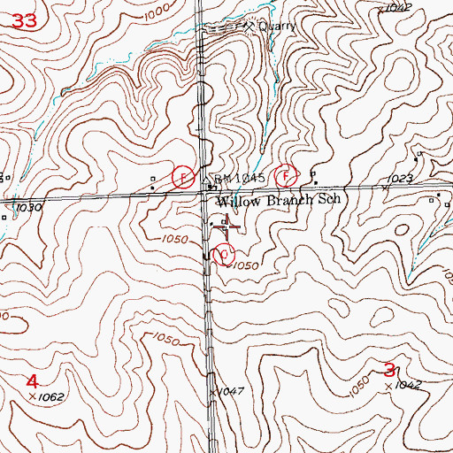 Topographic Map of Lattin Farms, WI