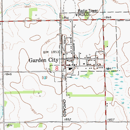 Topographic Map of Garden City Post Office, SD