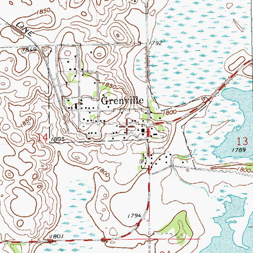 Topographic Map of Grenville Post Office, SD