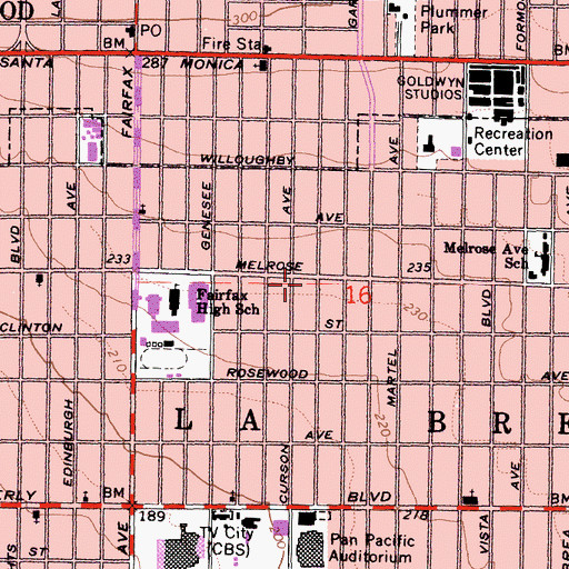 Topographic Map of Aladdin Theatre (historical), CA