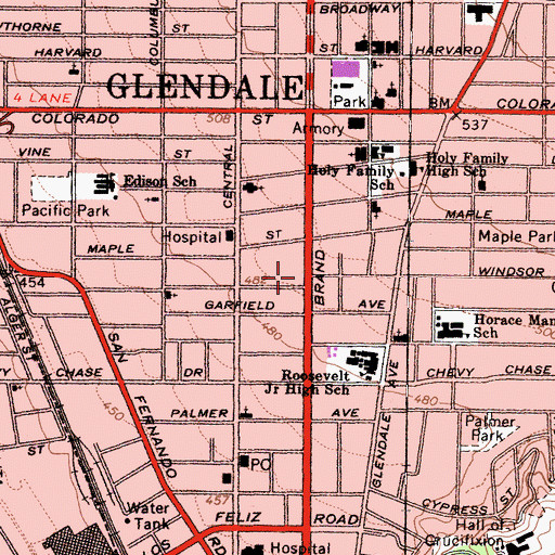 Topographic Map of Vogue Theater (historical), CA