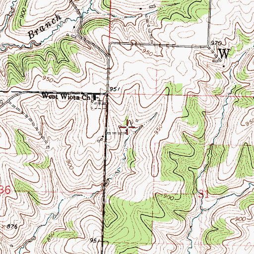 Topographic Map of Evergreen Farm, WI