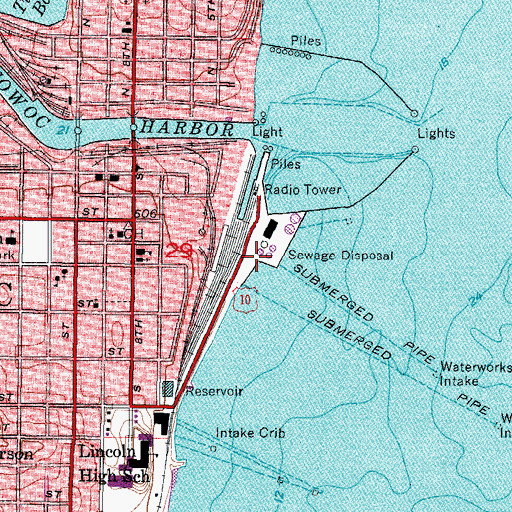 Topographic Map of Manitowoc Wastewater Treatment Plant, WI