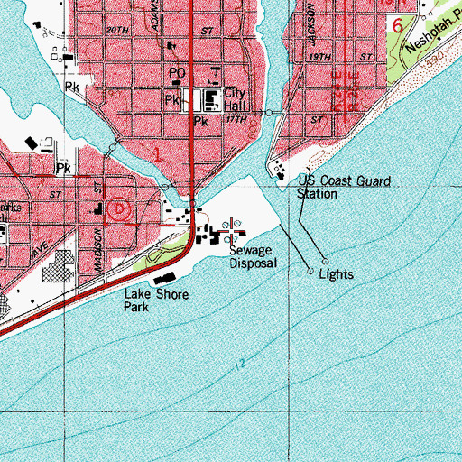 Topographic Map of Two Rivers Wastewater Treatment Plant, WI