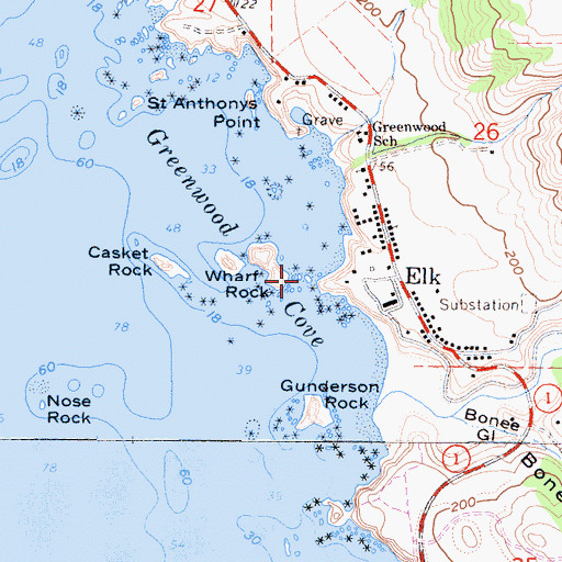Topographic Map of Devils Pitchfork, CA