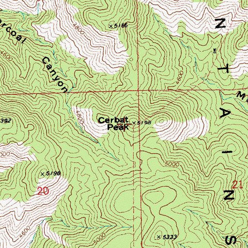 Topographic Map of Cerbat Peak, AZ
