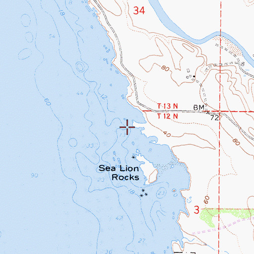 Topographic Map of Point Arena Arch, CA