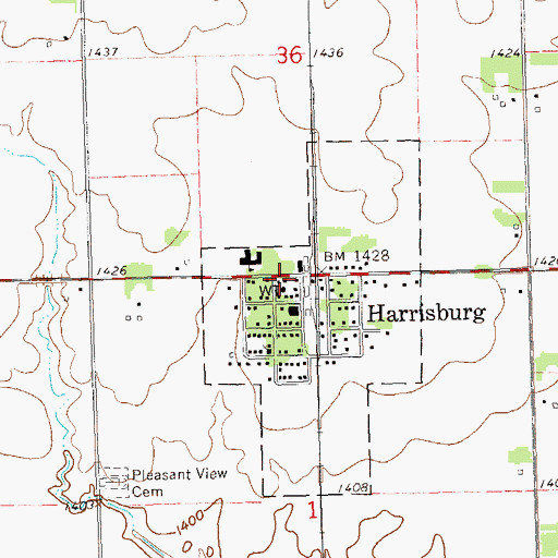 Topographic Map of Harrisburg Post Office, SD