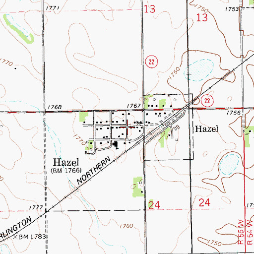 Topographic Map of Hazel Post Office, SD