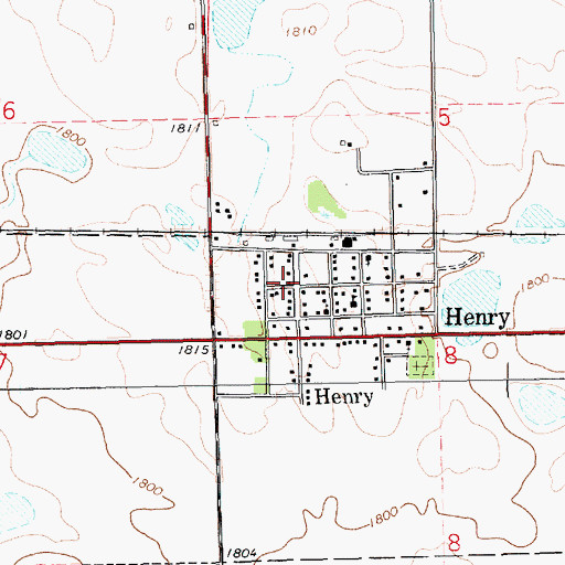 Topographic Map of Henry Post Office, SD