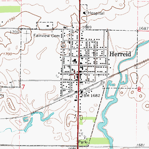 Topographic Map of Herreid Post Office, SD
