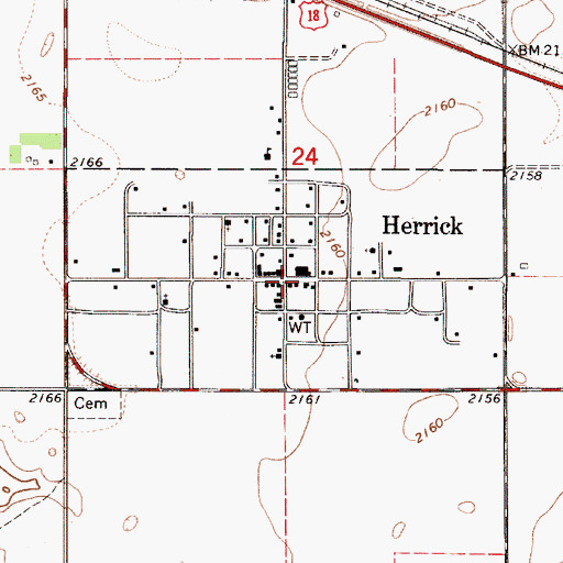 Topographic Map of Herrick Post Office, SD