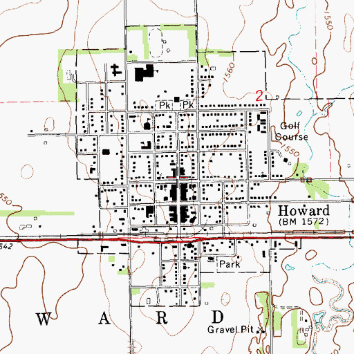 Topographic Map of Howard Post Office, SD