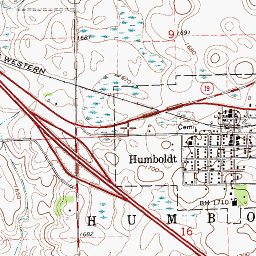 Topographic Map of Humboldt Post Office, SD