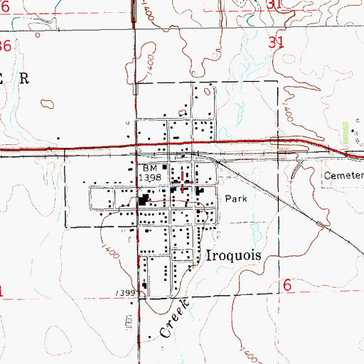 Topographic Map of Iroquois Post Office, SD