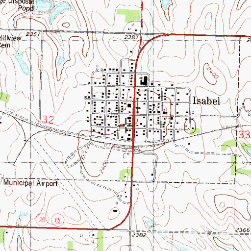 Topographic Map of Isabel Post Office, SD