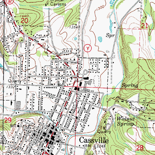 Topographic Map of Cassville Intermediate School, MO