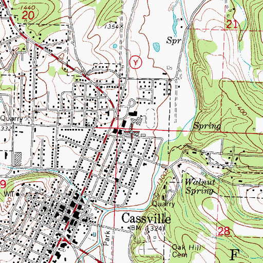Topographic Map of Eunice Thomas Elementary School, MO