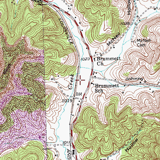 Topographic Map of Brummett Railroad Station (historical), KY