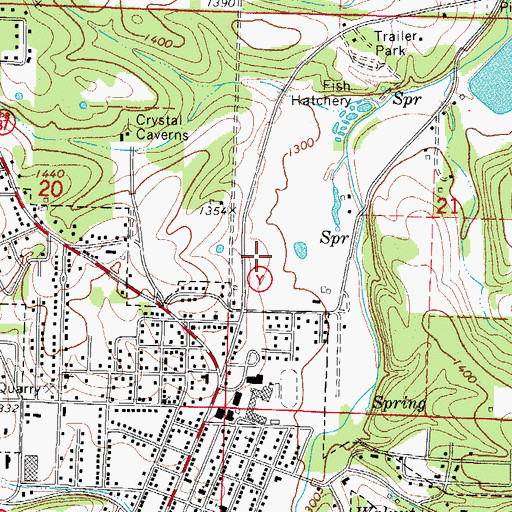 Topographic Map of Cassville High School, MO