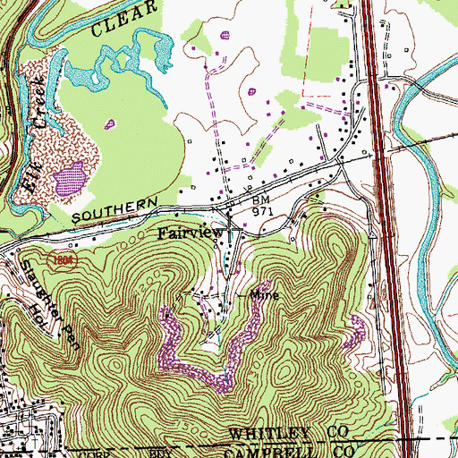 Topographic Map of Burke Hollow Railroad Station (historical), KY