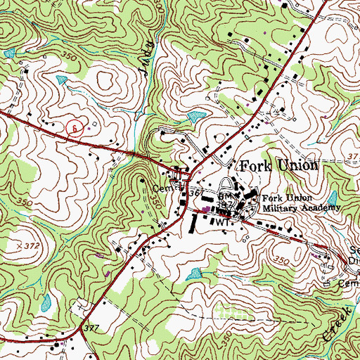 Topographic Map of Fork Union Baptist Church, VA
