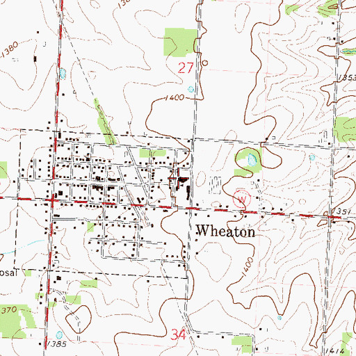 Topographic Map of Wheaton Elementary School, MO