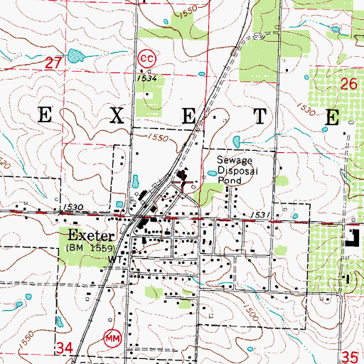 Topographic Map of Exeter Elementary School, MO
