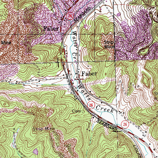 Topographic Map of Faber Railroad Station (historical), KY