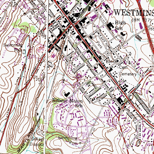 Topographic Map of Union Memorial Baptist Church, MD