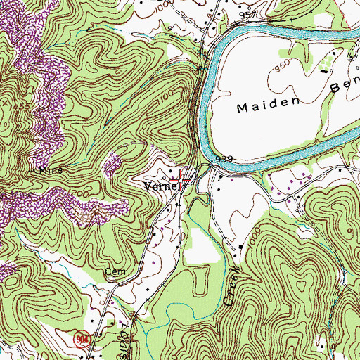 Topographic Map of Verne Railroad Station (historical), KY