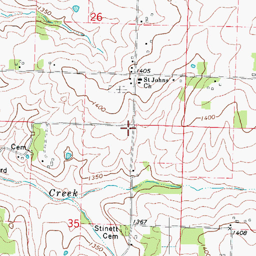 Topographic Map of Hopedale School (historical), MO
